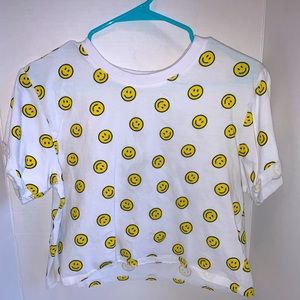 A white smily face midrised tee :)